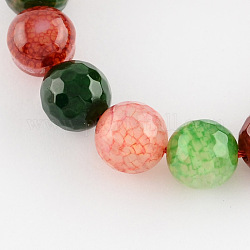 Colore naturale agata multi-colore fili di perline, tondo sfaccettato, colore misto, 8mm, Foro: 1 mm, circa 47~48pcs/filo, 14.1~14.6 pollice