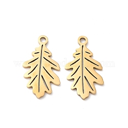 201 Stainless Steel Pendants, Laser Cut, Leafy Branch Charms, Golden, 18x10x1mm, Hole: 1.5mm