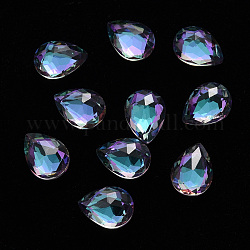 Teardrop Transparent Glass Cabochons, Nail Art Decoration Accessories, Faceted, Colorful, 8x6x3.5mm