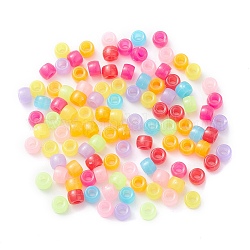 Plastic Beads, Imitation Jelly, Barrel, Mixed Color, 9x6.5mm, Hole: 3.7mm, about 1700pcs/500g