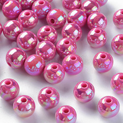Opake Legierung Perlen, ab Farbe plattiert, Runde, Kamelie, 10x9 mm, Bohrung: 2 mm, ca. 940 Stk. / 500 g