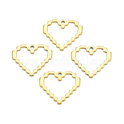 Ion Plating(IP) 201 Stainless Steel Pendants, Heart, Nickel Free, Real 18K Gold Plated, 22x25x1.5mm, Hole: 2mm