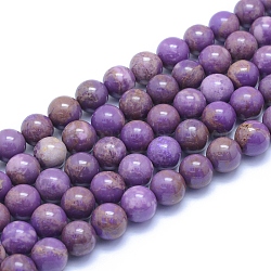 Lepidolita natural / hebras de perlas de piedra de mica púrpura, redondo, 8~8.5mm, agujero: 0.8 mm, aproximamente 50 pcs / cadena, 15.55 pulgada (39.5 cm)