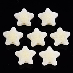 Perles acryliques flocky, Perle en bourrelet, étoiles du nord, jaune, 18.5x20x12mm, Trou: 2.8mm