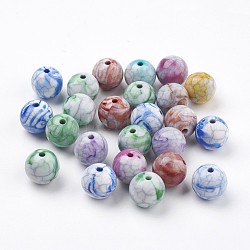 Perline acrilico crepato, perline imitazione pietra preziosa, tondo, colore misto, 12.5~13mm, foro: 2mm, circa 340pcs/500g