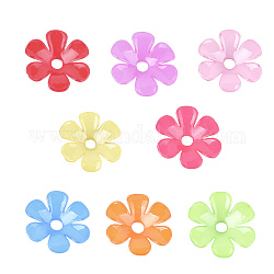 Opaque AS Plastic Bead Caps, 6-Petal, Flower, Mixed Color, 33.5x31.5x6.5mm, Hole: 5.5mm, about 350pcs/500g