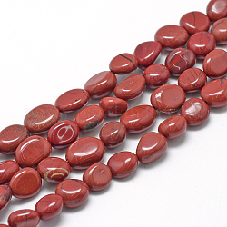 Natürliche rote Jaspis Perlen Stränge, Oval, 8~15x7~12x4~12 mm, Bohrung: 1 mm, ca. 30~45 Stk. / Strang, 15.7 Zoll