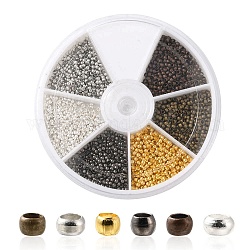 6 perles à écraser en laiton style rondelle, couleur mixte, 2x1~2mm, Trou: 1mm, 2376 pcs / boîte