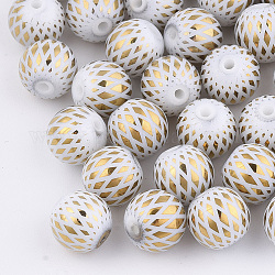 Perles en verre electroplate, ronde avec losange, or, 8~8.5mm, Trou: 1.5mm