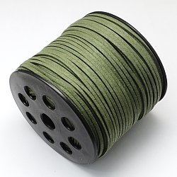 Экологичный шнур из искусственной замши, искусственная замшевая кружева, темно-оливковый зеленый, 3.0x1.4 мм, около 98.42 ярда (90 м) / рулон