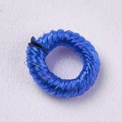 Perles de corde de polyester, anneau, bleu royal, 6~6.5x1.5mm, Trou: 3mm