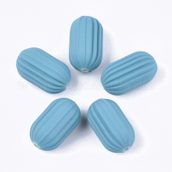 Perlas corrugadas de acrílico estilo caucho, columna, azul oscuro, 23.5x13.5mm, agujero: 2 mm, aproximamente 165 unidades / 500 g