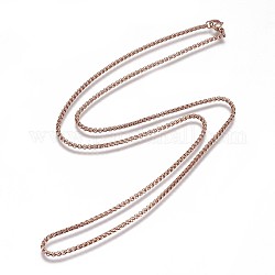 304 Stainless Steel Box Chain Necklaces, with Lobster Claw Clasps, Rose Gold, 23.6 inch(60cm), 1.8mm