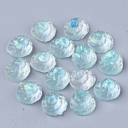 Transparente Epoxidharz-Cabochons, Nachahmung Geleeart, mit Pailletten / Paillette, Schalenform, blassem Türkis, 12.5x11.5x9.5 mm