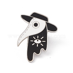 Plague Doctor/Crow with Sickle Enamel Pin, Platinum Brass Brooch for Backpack Clothes, Black, 30x24x2mm, Pin: 1.2mm.