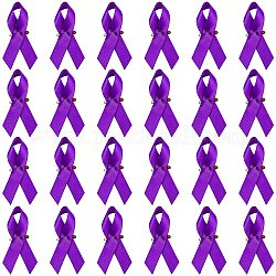 アリクラフト ポリエステル ブローチ  鉄製安全ピン付き  乳癌予防意識リボン  暗紫色  75x40x1mm