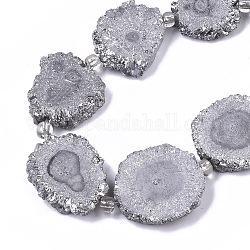 Elettrodeposte perle di quarzo naturale fili, quarzo solare, tinto, fiore, argento, 12~25x12~25x5mm, Foro: 1.2 mm, circa 9~10pcs/filo, 7.87 pollice (20 cm)