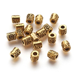 Perline in lega stile tibetano, colonna, cadmio & nichel &piombo libero, oro antico, 6mm, Foro: 2.5 mm
