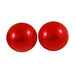 ABS Plastic Imitation Pearl Cabochons, Half Round, Red, 16x8mm