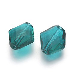 Imitazione branelli di cristallo austriaco, grado aaa, sfaccettato, rombo, verde acqua, 14~14.5x12x5~7mm, Foro: 0.9~1 mm