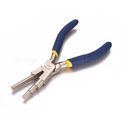 Iron Wire Looping Pliers, Concave and Round Nose, with Non-Slip Comfort Grip Handle, for Loops and Jump Rings, Blue, 165x70.5x13mm