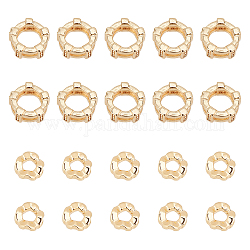 CHGCRAFT 20Pcs 2 Style Brass Beads, Nickel Free, Wave & Flat Round, Real 18K Gold Plated, 10pcs/style