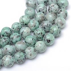 Natürliche Sesam Jaspis / Kiwi Jaspis Perlenstränge, Runde, mittlerer Aquamarin, 10~11 mm, Bohrung: 1 mm, ca. 39 Stk. / Strang, 15.2 Zoll