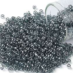 Toho perles de rocaille rondes, Perles de rocaille japonais, (113) lustre transparent diamant noir, 8/0, 3mm, Trou: 1mm, environ 222 pcs/10 g
