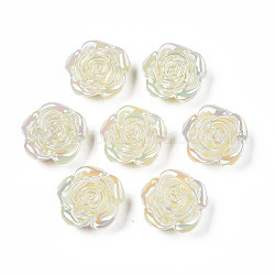 Opaco acrilico collegamenti a più fili, lustro di perla placcato, fiore, chiffon al limone, 23.5x9mm, Foro: 1.6 mm
