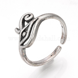 Adjustable Brass Cuff Finger Rings, The Eye of Horus, Size 7, Antique Silver, 17mm