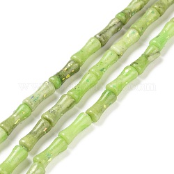 Brins de perles de dolomite naturelle et d'opale synthétique, teinte, baton de bambou, verge d'or pale, 12x5mm, Trou: 0.5mm, Environ 34 pcs/chapelet, 15.94'' (40.5 cm)