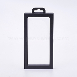 プラスチックフレームスタンド  透明なメンブレン付き  リングのために  ペンダント  ブレスレットジュエリーディスプレイ  長方形  ブラック  20x9.2x2cm