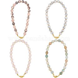 Round Gemstone & Flat Round CCB Plastic Beaded Phone Wristlet Strap Chains, Mobile Accessories Decoration, 310~335mm, 4 colors, 1pc/color, 4pcs/box