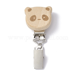 Clip per carte d'identità in ferro con animale in legno, clip portabadge, panda, 73mm