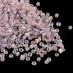 12/0 стакан бисер, trans.inside цветами радуги круглая, розовый жемчуг, 2 мм, Около 30000 шт / фунт