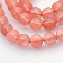 Cherry Quartz Glass Beads Strands, Round, Coral, 8mm, Hole: 1mm, about 50pcs/strand, 15.7 inch