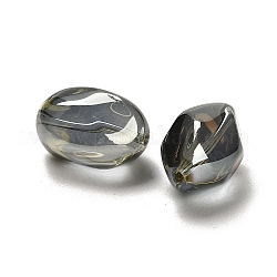 Plaqué plein arc-en-verre de cristal ovales brins de perles, vert olive, 21x13mm, Trou: 1mm