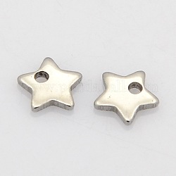 304 charms in acciaio inox stelle, colore acciaio inossidabile, 6x6x1mm, Foro: 0.5 mm
