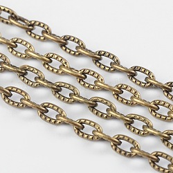 Iron Textured Cable Chains, Unwelded, with Spool, Antique Bronze, 5.8x3.4x0.9mm, about 328.08 Feet(100m)/roll