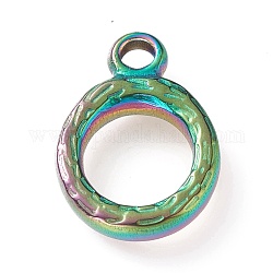 Ionenbeschichtung (IP) 304 Edelstahl-Knebelverschlüsse Teile, strukturiert, Ring, Regenbogen-Farb, 16x12x2 mm, Bohrung: 2 mm