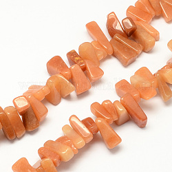 Natural Red Aventurine Stone Bead Strands, Chip, 12~20x6~10x3~10mm, Hole: 1mm, about 104pcs/strand, 15.7inch