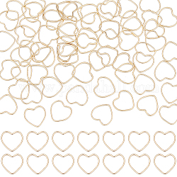 Beebeecraft 1 Box 80pcs Heart Linking Rings 24K Gold Plated Brass Frames Connectors Heart Hollow Charms for Bracelet Necklace Jewelry Making