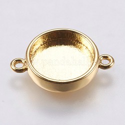 La base del conector de bronce cabujón, tazas de bisel de borde liso, plano y redondo, dorado, Bandeja: 10 mm, 16.5x11.6x3 mm, agujero: 1.5 mm