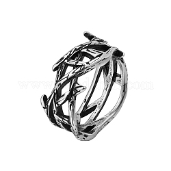 チタン鋼のいばらの冠の指輪  女性のためのイースターテーマの中空リング  アンティークシルバー  usサイズ7（17.3mm）
