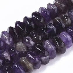 Natural Amethyst Beads Strands, Nuggets, Faceted, 9.5~11x6~7mm, Hole: 1.2mm, about 30~32pcs/strand, 7.48 inch(19cm)