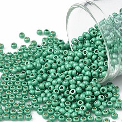 Toho perline rotonde, perline giapponesi, (pf561f) permafinish teal aqua metallic matte, 11/0, 2.2mm, Foro: 0.8 mm, circa 50000pcs/libbra