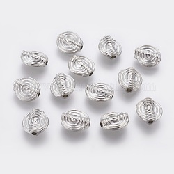 Perles en alliage de style tibétain, plat rond, platine, sans plomb et sans cadmium et sans nickel, 11x10x3.5mm, Trou: 1.8mm