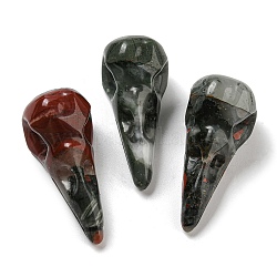 Pendentifs en pierre de sang africaine naturelle, breloques de crâne de tête d'oiseau, 47~49x20~22x20~22mm, Trou: 2~2.5mm