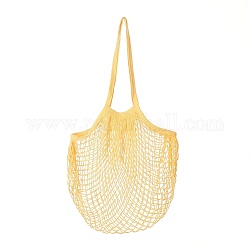 Sacs d'épicerie portables en filet de coton, sac à main net shopping réutilisable, jaune, 58.05 cm, sac : 35x38x1.8cm.