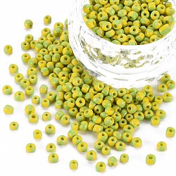 8/0 perles de rocaille en verre, couleurs opaques s'infiltrer, jaune vert, 3mm, Trou: 1 mm